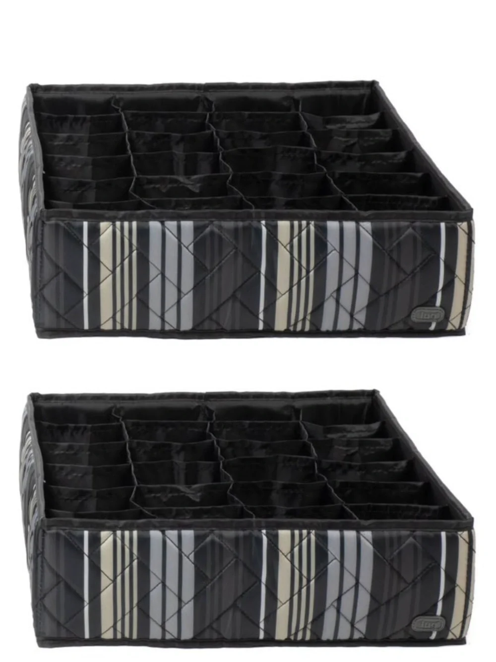 Lug Trolley 2pc 24 Pocket Drawer Organizers Love Stripe Black